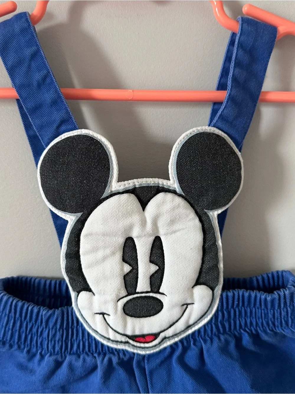 Vintage Disney Baby Mickey & Co Overalls Shortals 6/9 Months Blue Cotton 90s - Picture 2 of 14